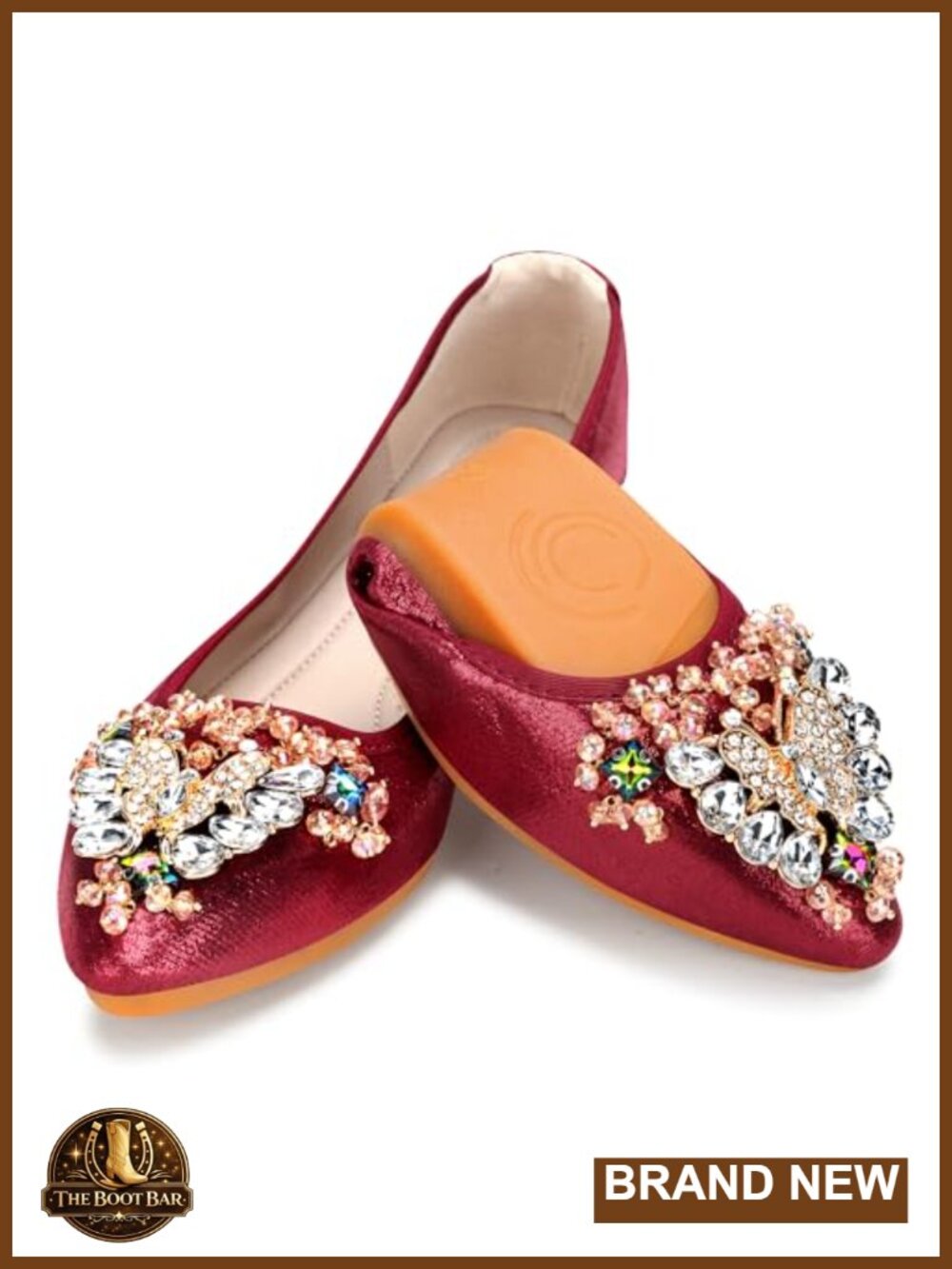 Rhinestone Ballet Flats Pointed Toe Slip On Foldable Comfort Wedding Shoes